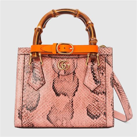 Gucci Diana mini python tote bag in pastel pink 